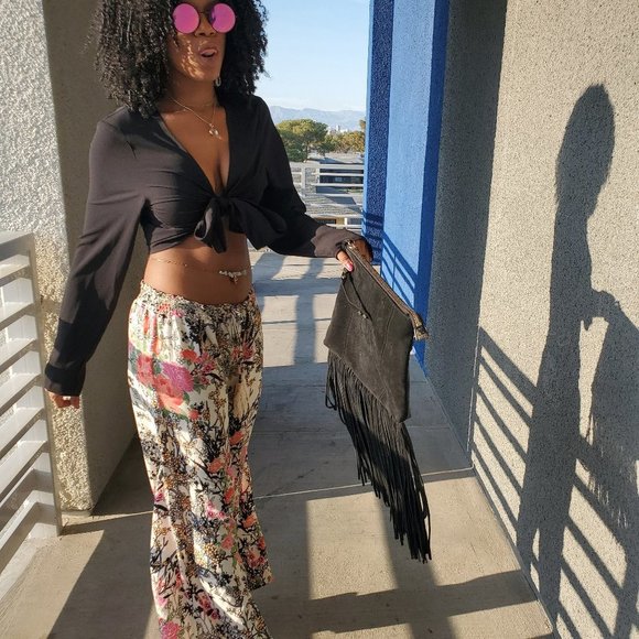 By Filtre Multi Colored Flower Print Pants Large - Picture 10 of 17